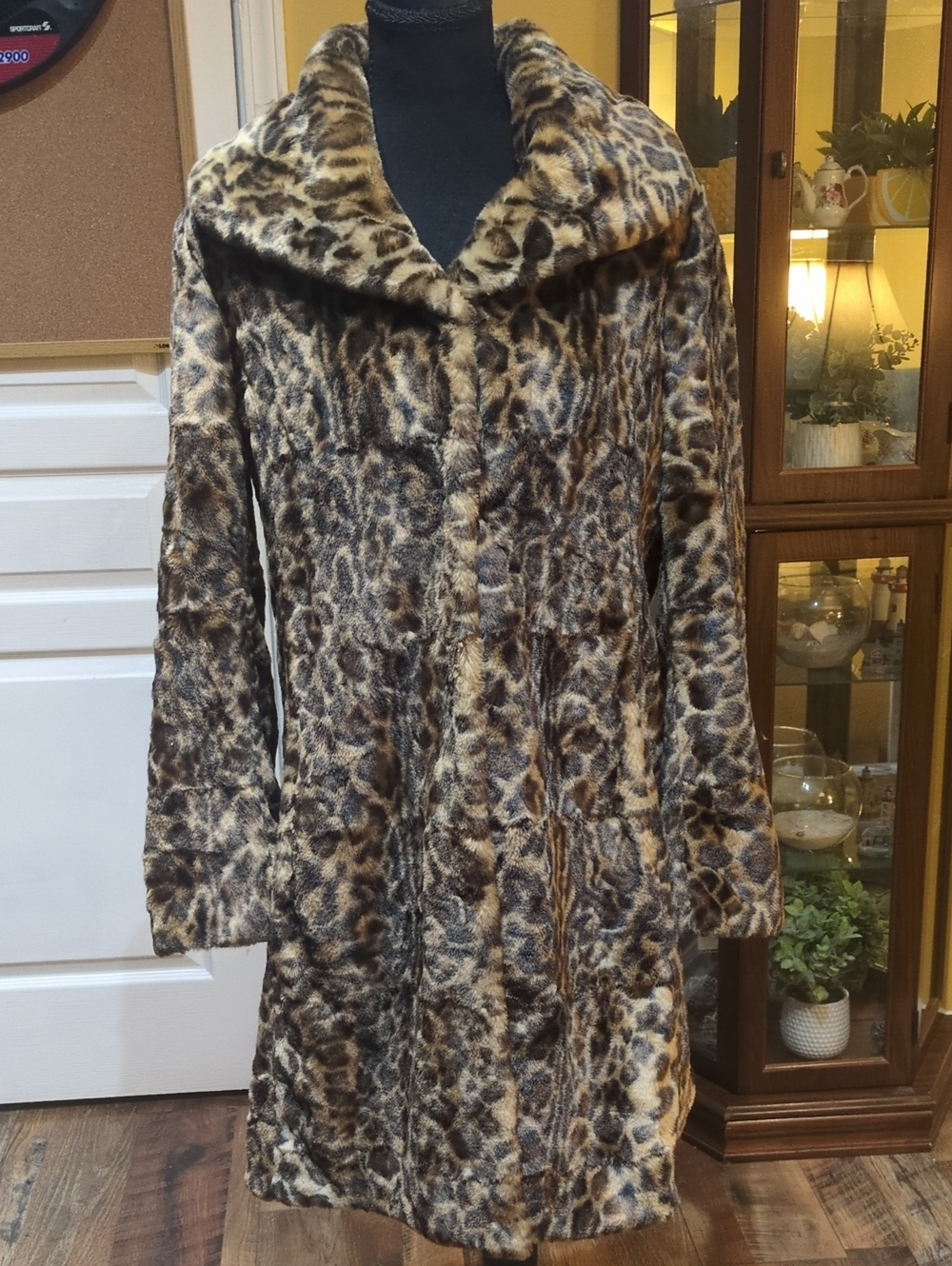 Leopard Print Faux Fur Coat